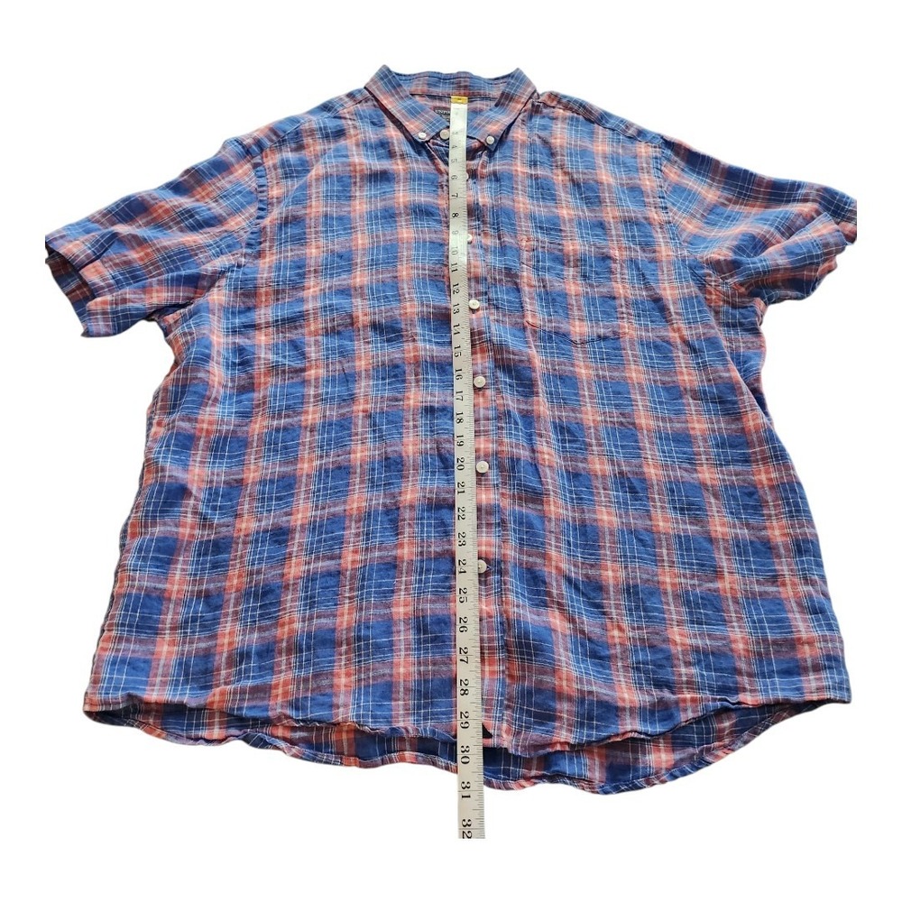 UNTUCKit Shirt Mens Medium Blue Plaid 100% Linen‎ Button Down Size XXL Pink - Picture 5 of 9